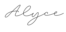 Alyce signature sign off end of page