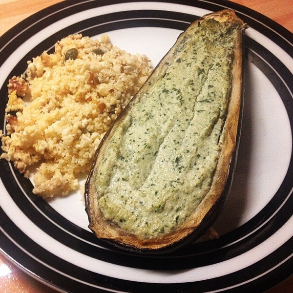 Tofu and spinach aubergines