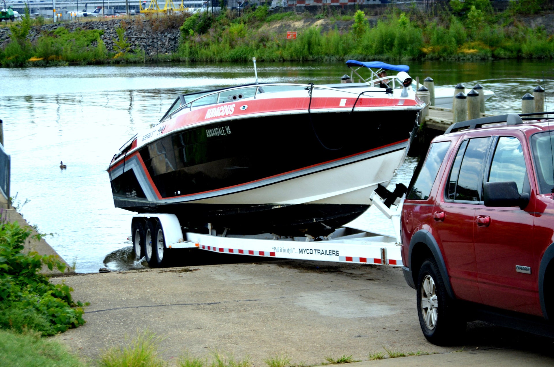 powerboat on trailer