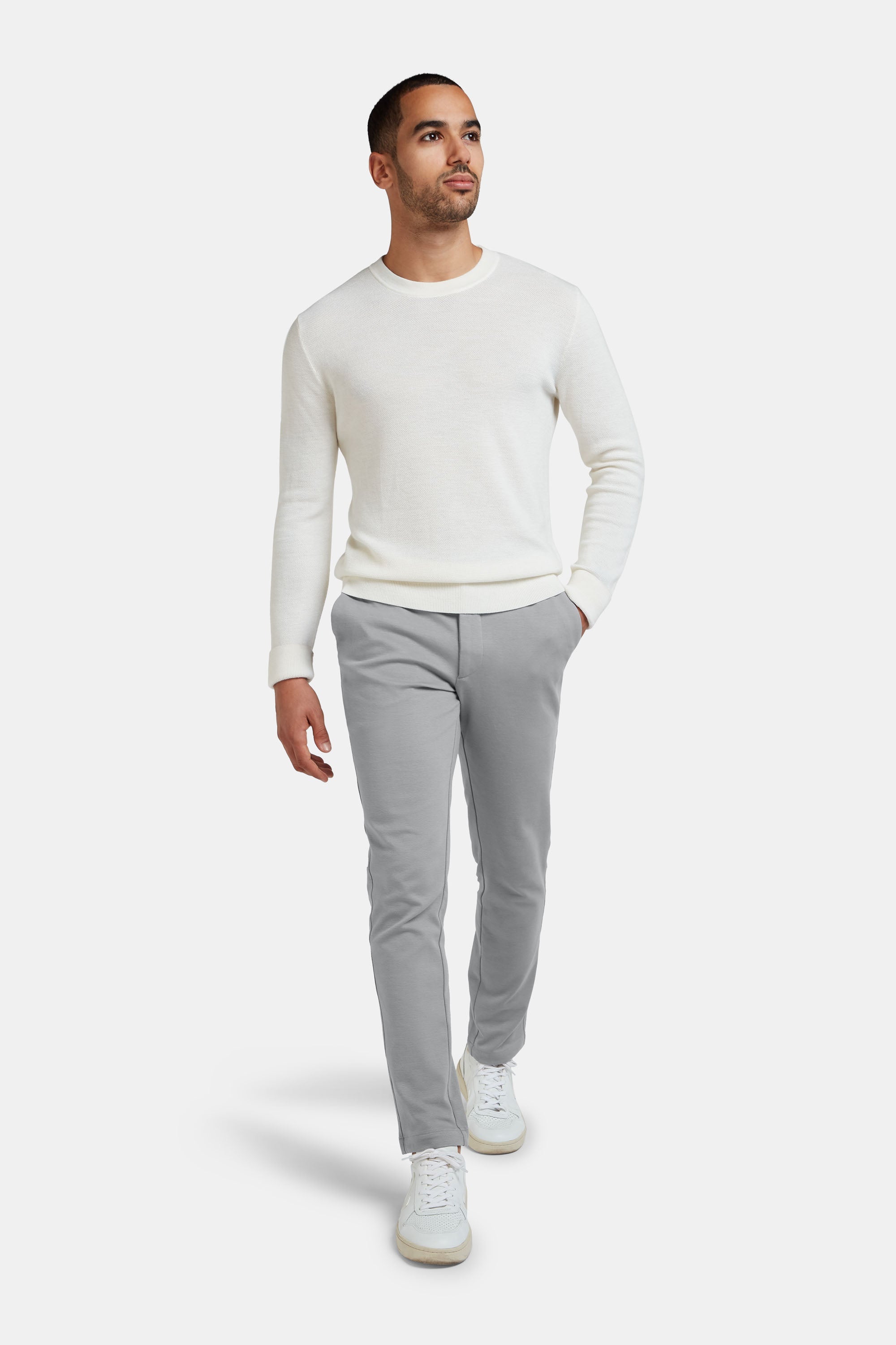 Oysters | Men's Grey Stretch Trousers | MR MARVIS