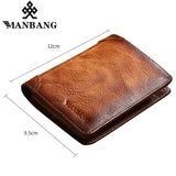 ManBang Male Genuine Leather Wallets Credit Business Card Holders