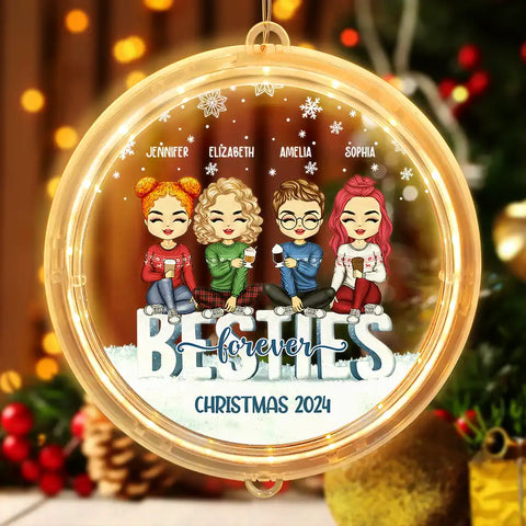 Besties Forever Snow Christmas Chibi Friends - Personalized LED Pendant Light