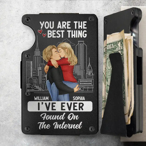 Kissing Couple Best Thing Found On The Internet - Personalized Card Wallet With Money Clip