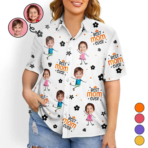 Custom Photo Best Mom Ever Travel Floral Pattern - Personalized Hawaiian Shirt