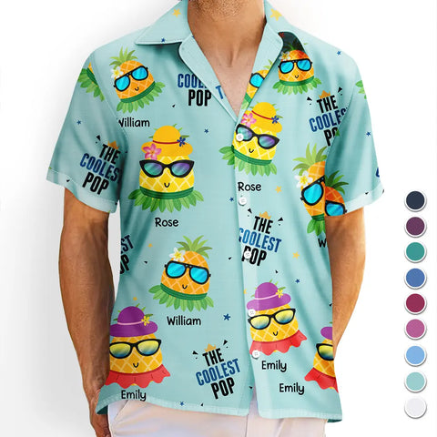 Cute Pineapples In Sunglasses The Coolest Dad - Personalized Hawaiian Shirt