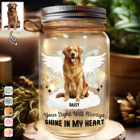 Custom Photo Your Light Will Always Shine In My Heart - Personalized Mason Jar Light