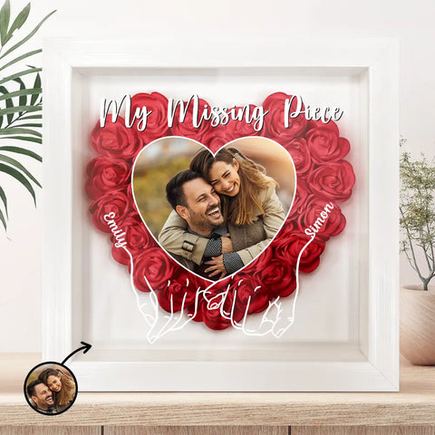 Custom Photo My Missing Piece - Personalized Flower Shadow Box