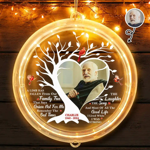 Custom Photo Memorial A Limb Has Fallen From Our Family Tree - Personalized LED Pendant Light
