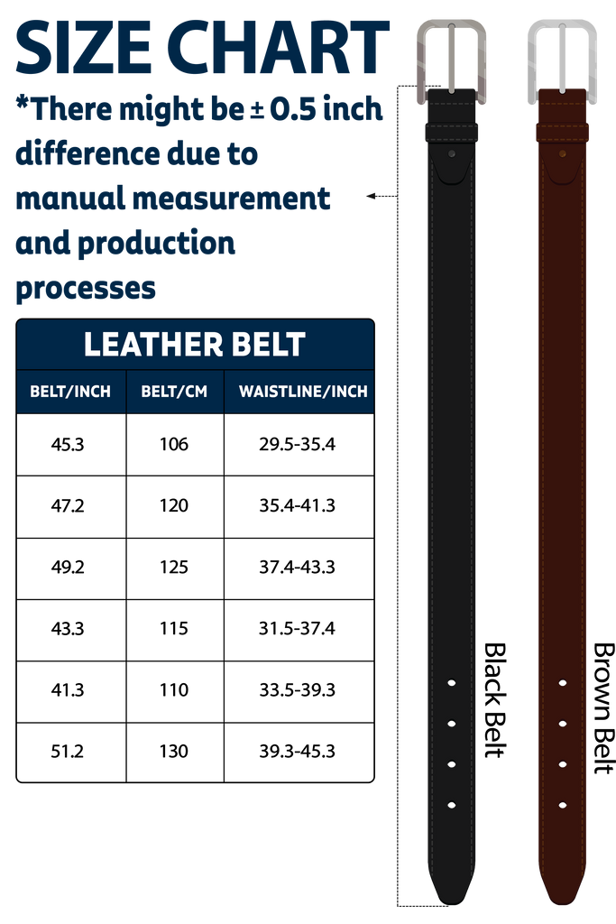 Engraved Leather Belt Size Chart - Wander Prints™