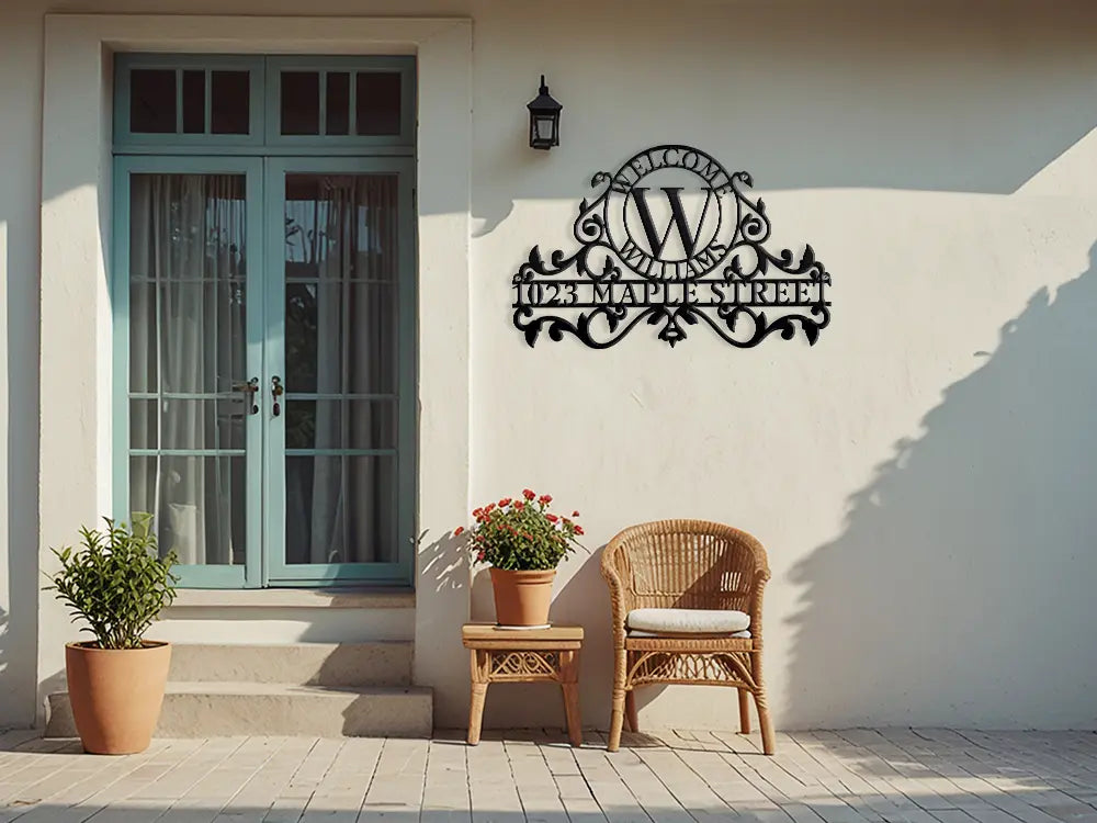 Cutout Metal Sign Front Door Decor