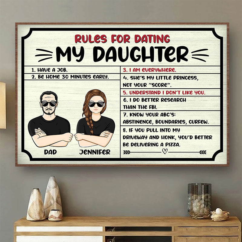 Rules For Dating My Daughter Personalized Custom Poster Wander Prints™