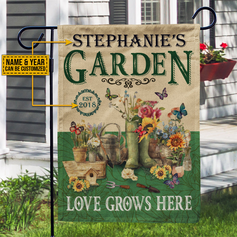 Download Personalized Garden Love Grow Here Customized Flag Wander Prints