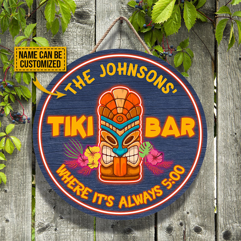 tiki bar neon clock