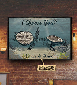 Personalized Sea Turtle I Choose You To Do Life Poster Wander Prints