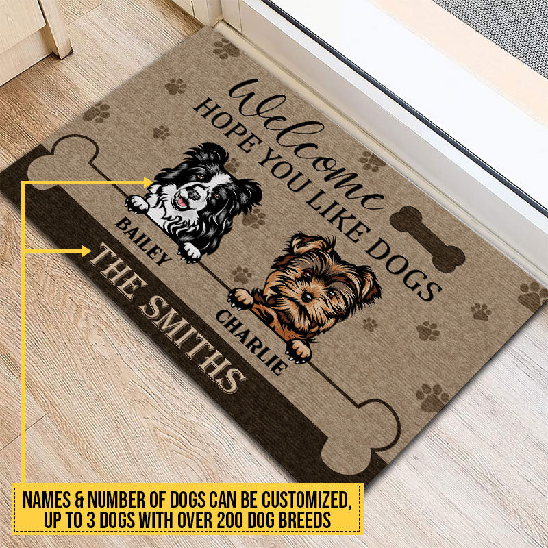 Custom Dog Doormat, Hope You Like Dogs Welcome Mat for Front Door