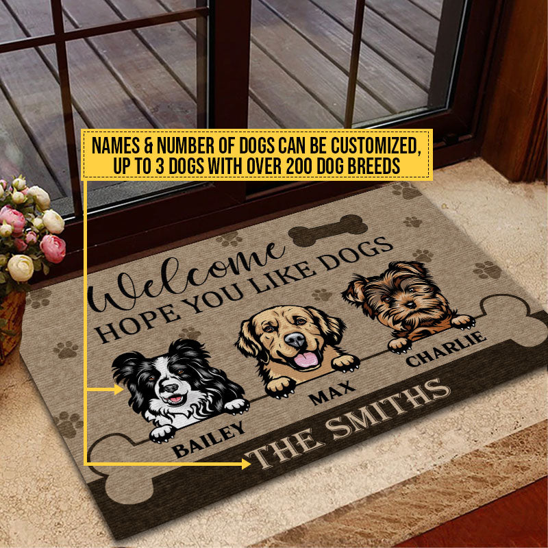 Pawzity Welcome Mat, Gifts For Dog Lovers, Hope You Like Dogs Front Do