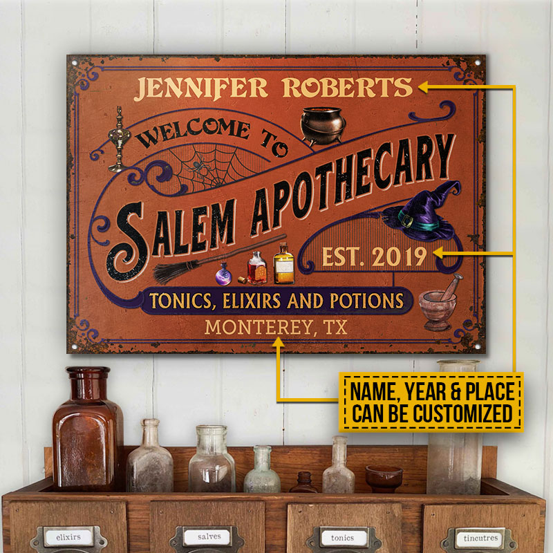 Download Witch Salem Apothecary Orange Custom Classic Metal Signs Wander Prints