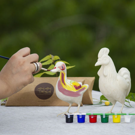 KeKiKa Papier Mache Cock Rooster Bird DIY Bird Playful colorful Kids Friendly Quirky, paint for kids, fun activities, artist