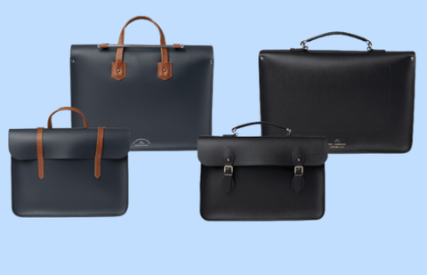 Back and front images of the Music Case and leather briefcase