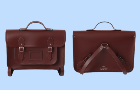 Front and back shots of the 14inch Batchel in Oxblood colour