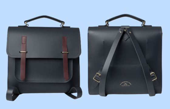 Front and back images of The Messenger backpack 