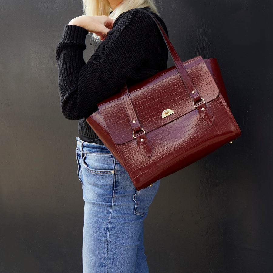 Oxblood Patent Cambridge Satchel Emily Tote Women's Laptop & Work Bag ...