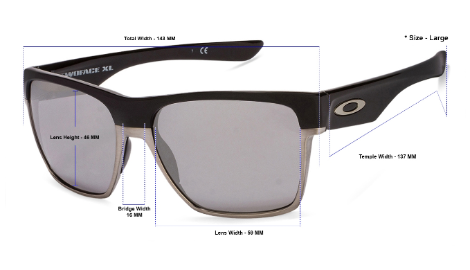 oakley twoface xl dimensions