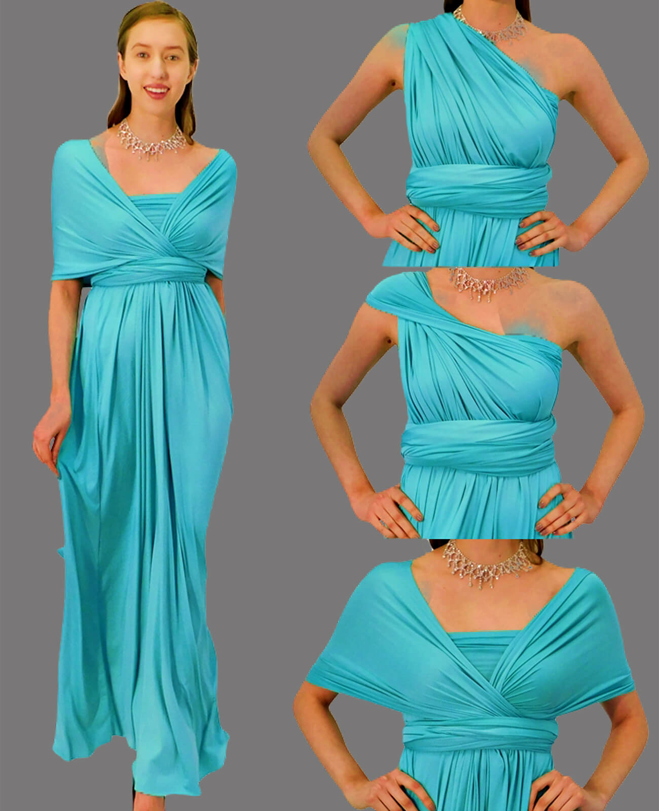 turquoise blue infinity dress