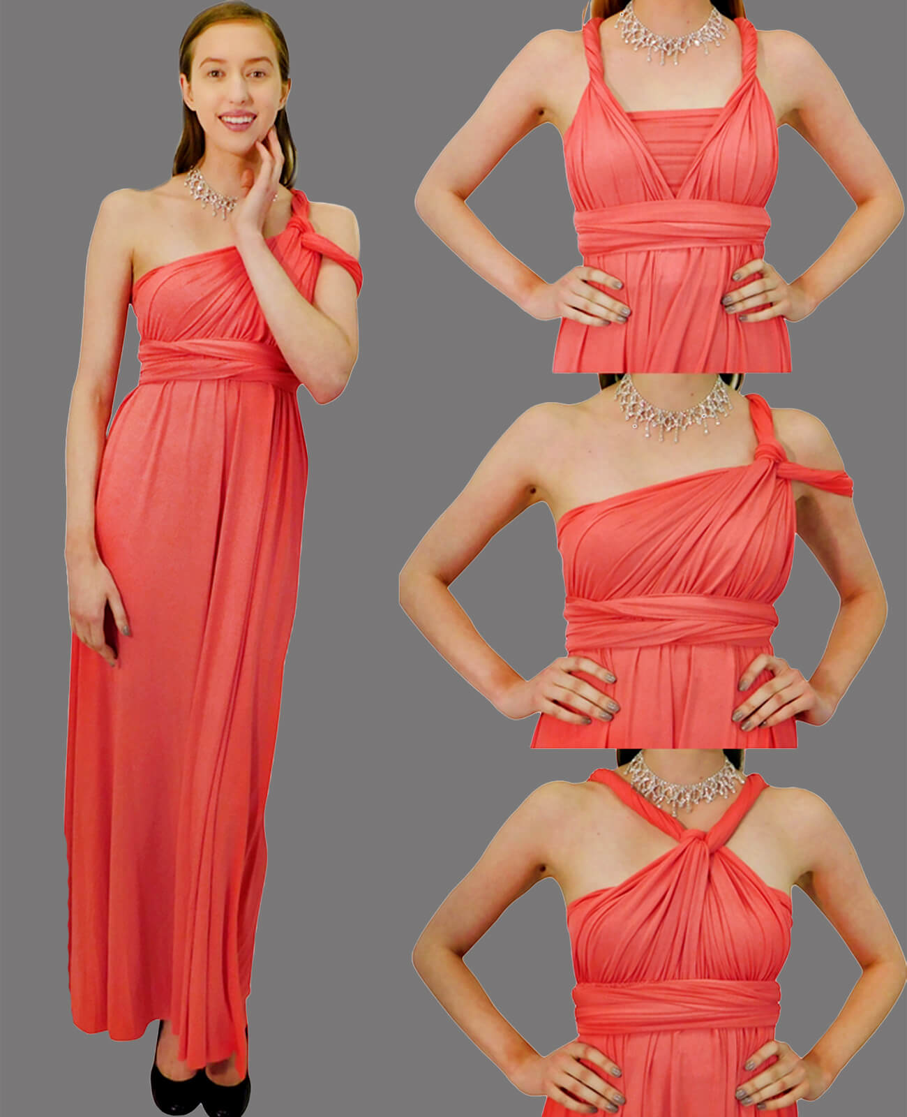 infinity dress coral pink