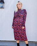 Floral Print Fall Winter Turtleneck Ruched Shirred Dress by Tanya Taylor