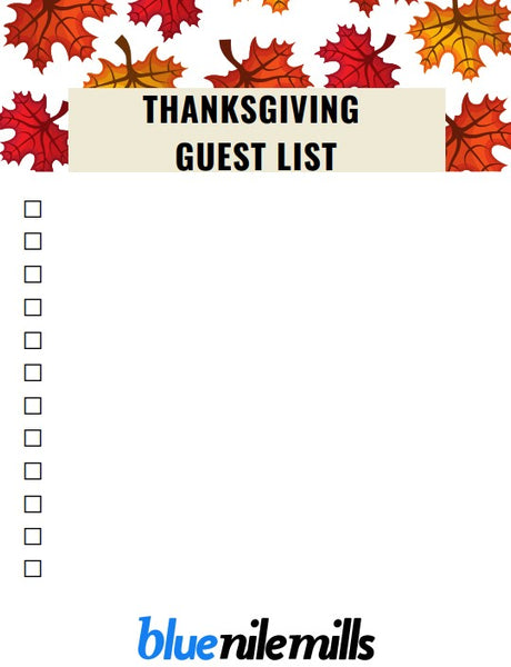Thanksgiving printable checklist