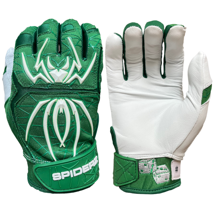 green and white batting gloves