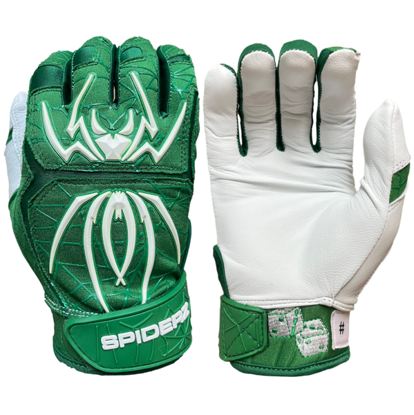 green and white batting gloves