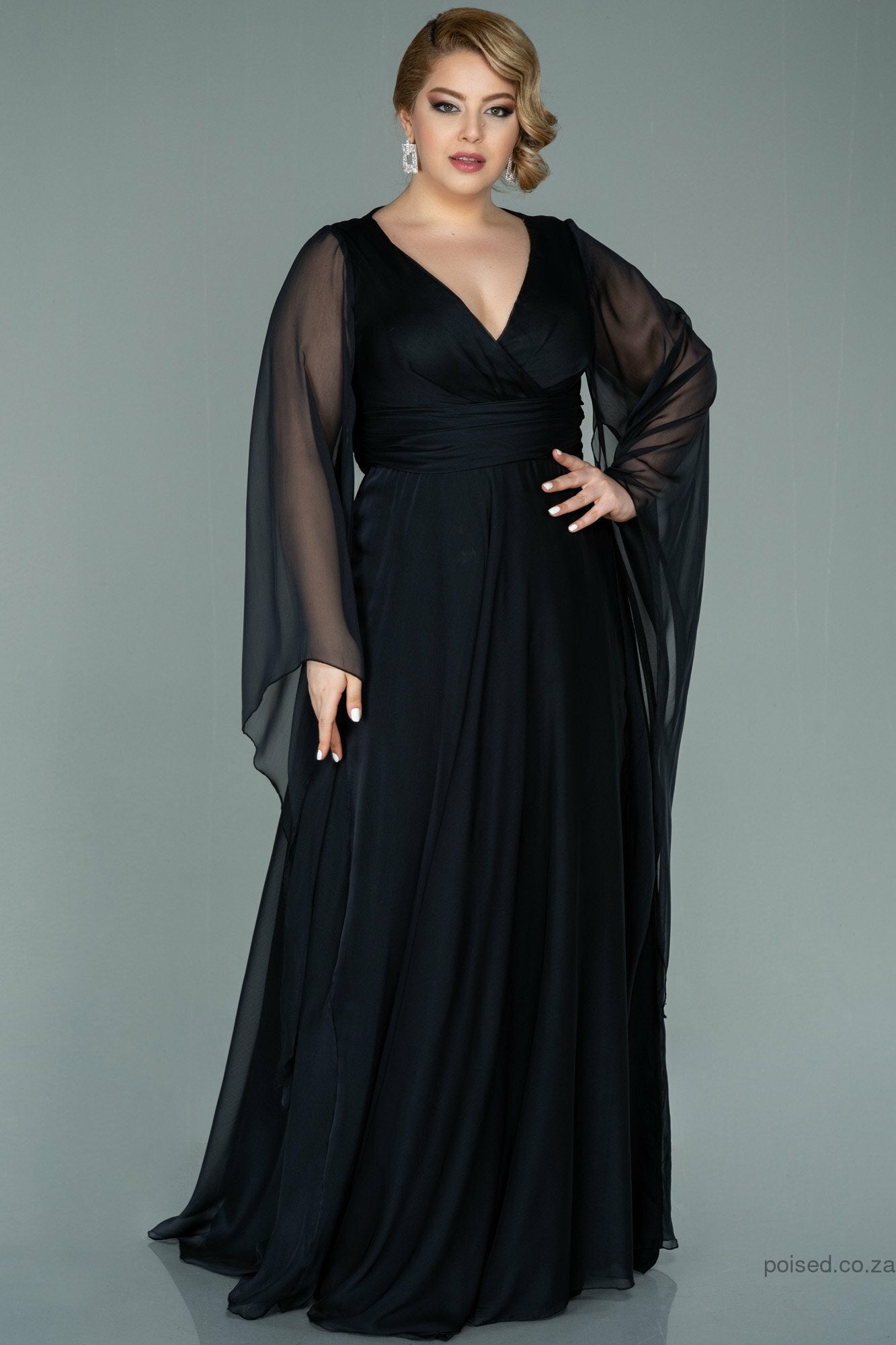 41529953 Black Wide Sheer Sleeves Tulle Dress | AMP