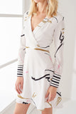 4510082 White Printed Wrap Dress