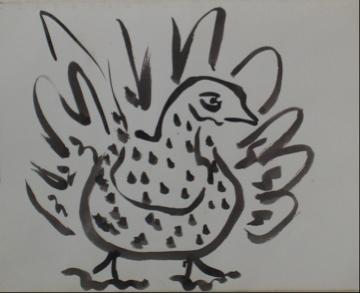 Ross Curtis Ink Wash Drawing Of A Turkey 1960s Lost Art Salon