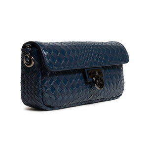 Long Chicca Women Intrecciato Leather Bag in Carta da Zucchero Nappa and Patent - Jennifer Tattanelli