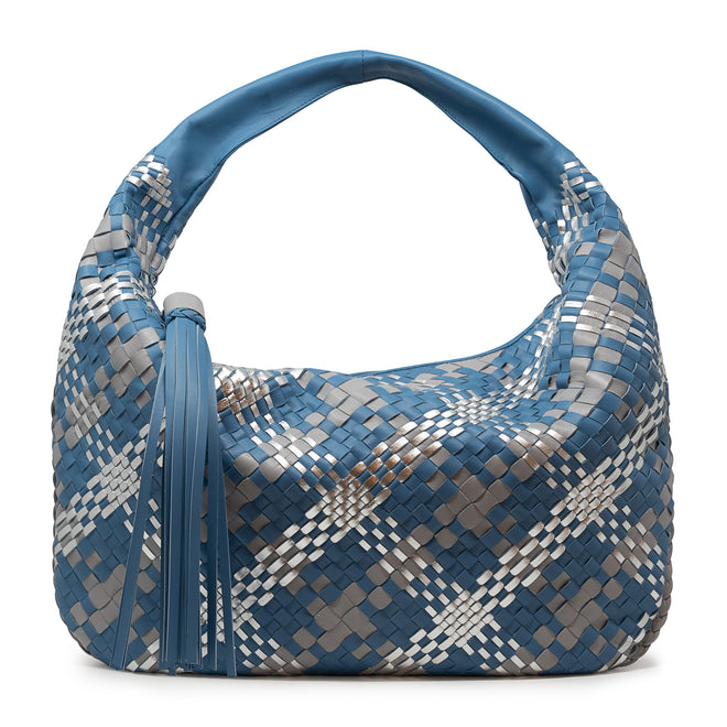 Bottega Veneta Blue Leather Ladies Shoulder Hobo Bag