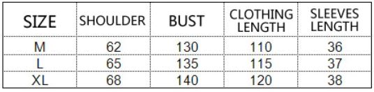 Sizing chart