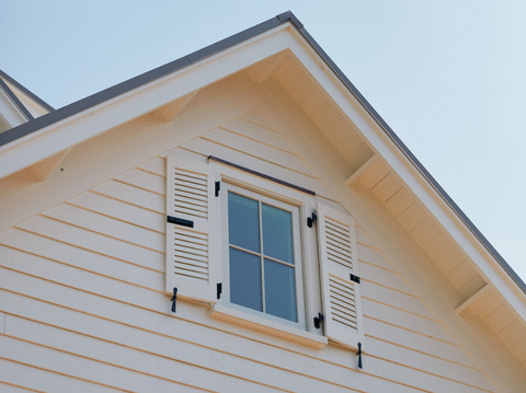 window in gable with shutters