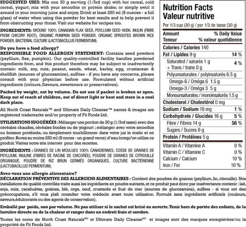 North Coast Naturals Daily Cleanse Nutrition Facts at Supplement Superstore Canada