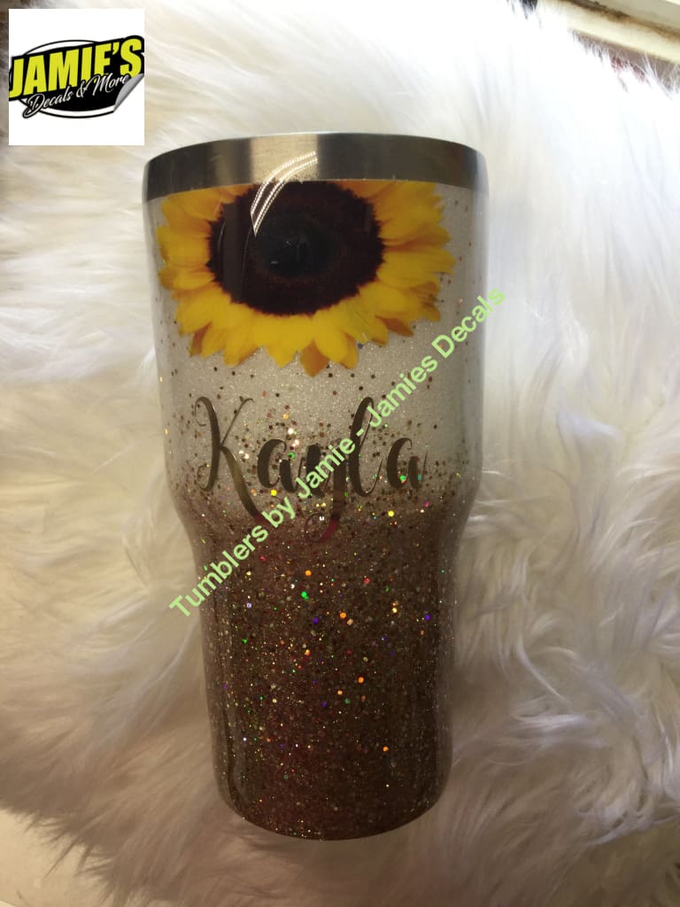 Sunflower Glitter Tumbler - Made to Order – Jamies Decals