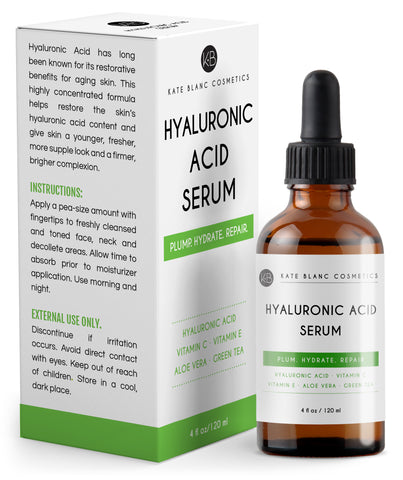 bottle of hyaluronic acid with packaging on the side