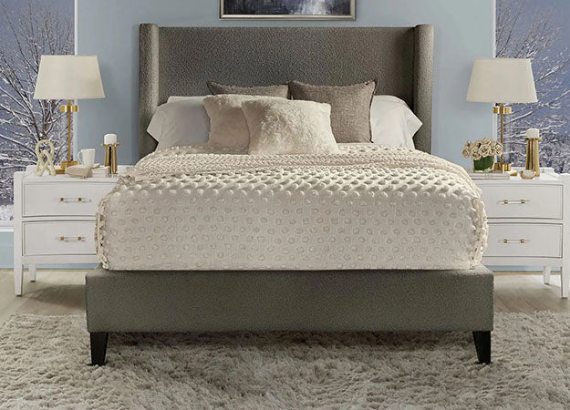 angel boucle fabric upholstered bed by parker house