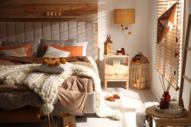 bedroom with fall decor