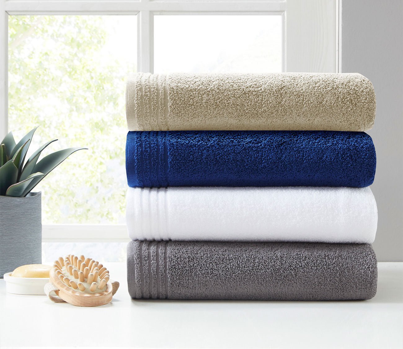 Madison Park Signature Luxor Sand 100% Egyptian Cotton 6 Piece Towel Set