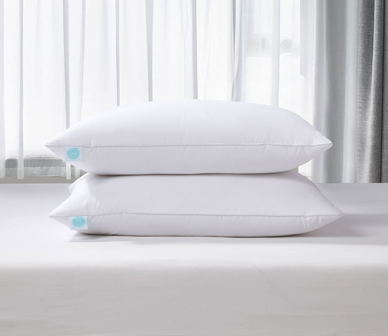 233TC Cotton Medium Firm Decorative Square Feather Pillow 2-Pack