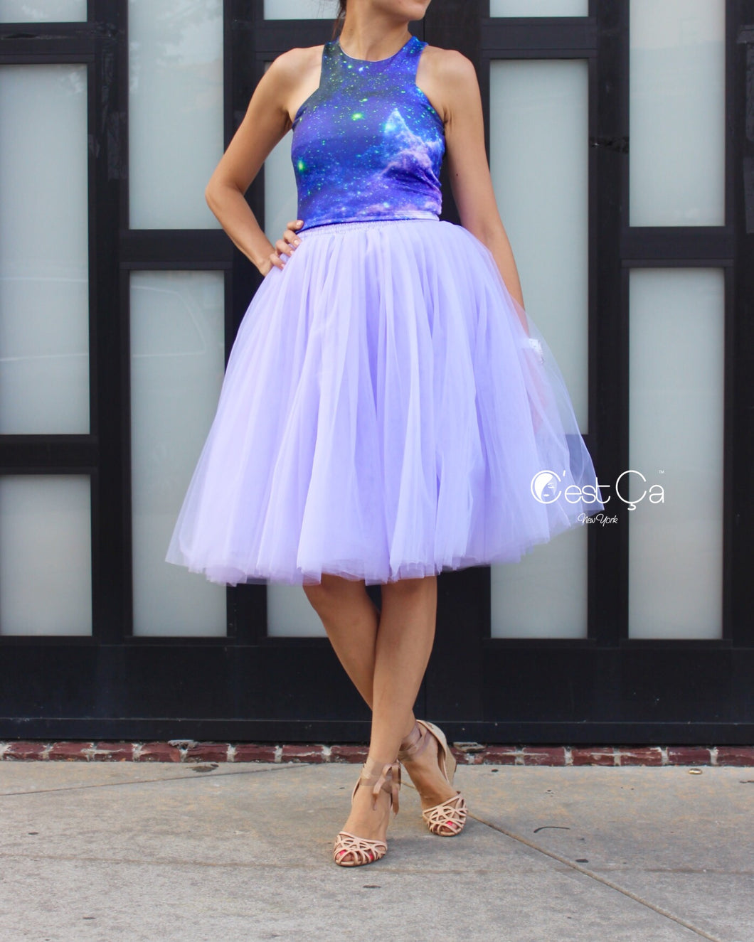 Clarisa Lavender Tulle Skirt Midi Cest Ça New York 5629