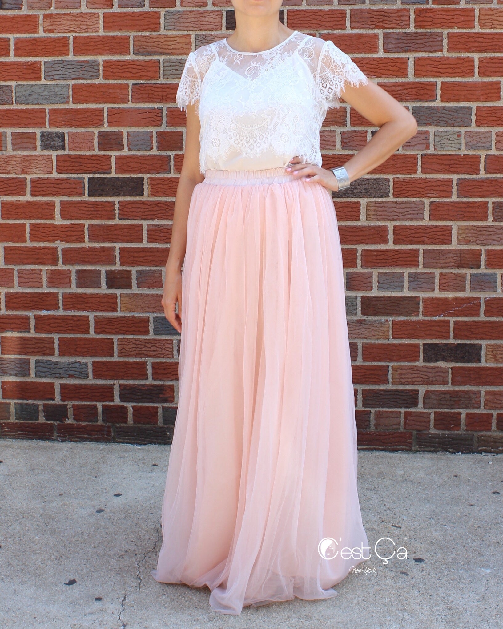 blush tulle maxi skirt