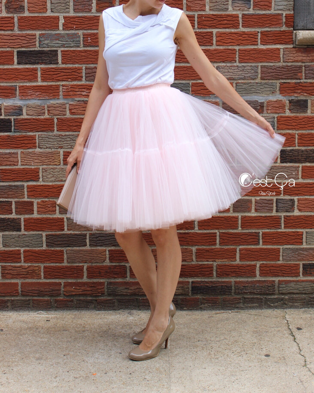 Beatrice Blush Pink Tulle Skirt - Midi – C'est Ça New York
